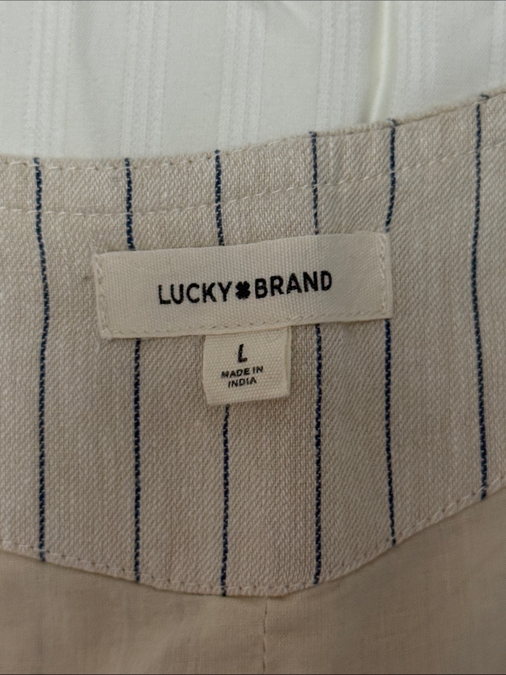 Lucky Brand Beige with Blue Pinstripe Linen Blend Vest - Picture 3 of 6